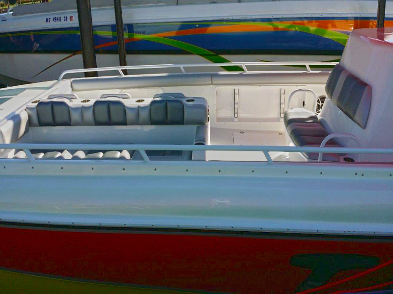 TCB's foredeck. Lots of seating and plenty of room to spare. 